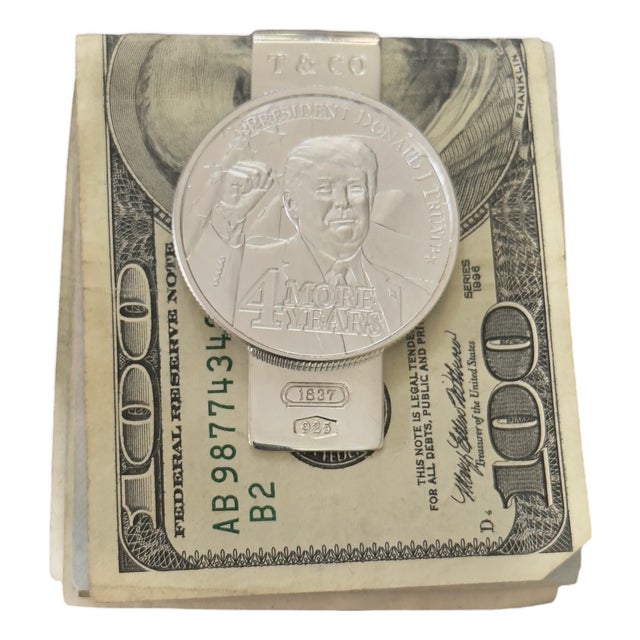 Late 20th Century Tiffany & Co Trump Money Clip Sterling Silver Estate For Sale