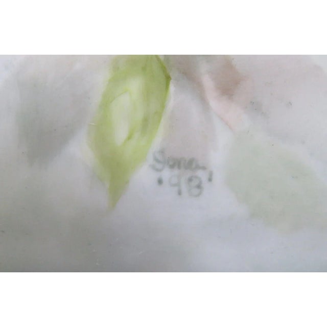 Ceramic Sonie Ames 1998 Ceramic Blue Gradient Yellow Flowers Hand Painted Cutting Board For Sale - Image 7 of 10