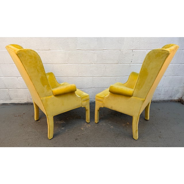 Pair of Vintage Hollywood Regency Style Wingback Armchairs by Beachley For Sale - Image 10 of 15
