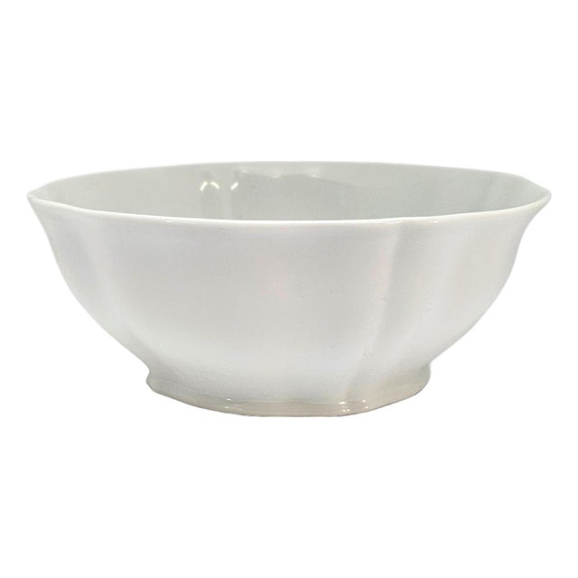 Mid-Century Limoges France White Porcelain Scalloped Serving Bowl 9.25" For Sale