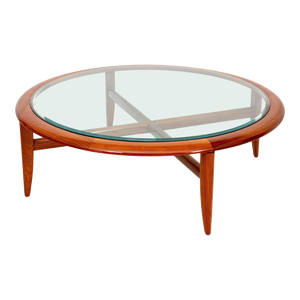 Tihany for Pace Glass-Topped Mahogany Low Table