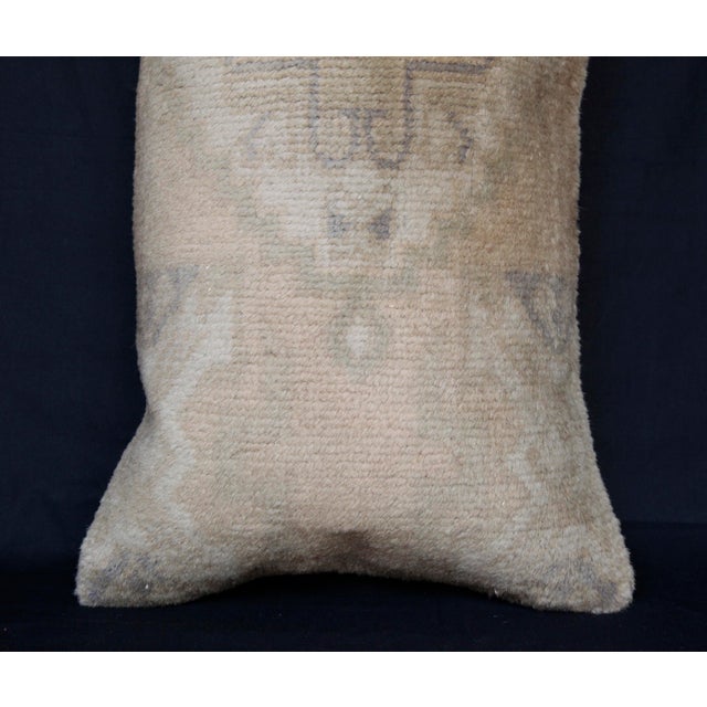 Mid 20th Century Handwoven Decorative Oushak Rug Lumbar Pillow Cover -16'' X 33'' For Sale - Image 5 of 11