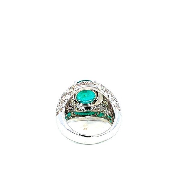 6.63 Carat Emerald and Diamond Cluster Ring, Size-6.5 For Sale In New York - Image 6 of 9