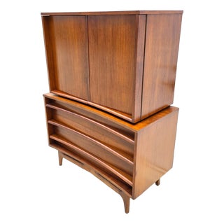 Mid-Century Walnut Highboy Dresser by Young Manufacturing Co. MCM For Sale