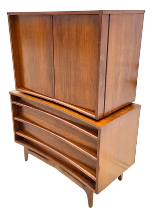 Mid-Century Walnut Highboy Dresser by Young Manufacturing Co. MCM