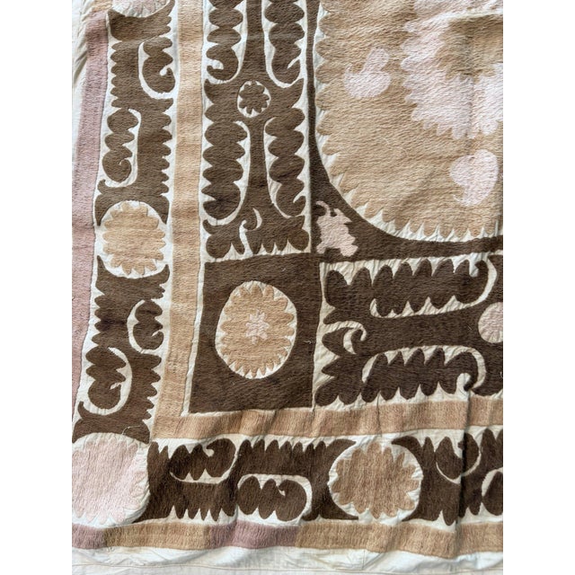 Mid-Century Modern Tribal Suzani Wall Hanging Decor 4'3'' X 4'7'' For Sale - Image 3 of 7