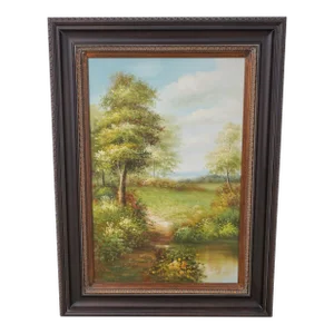 Artist Signed Framed Oil Painting on Canvas ~ Meadow Trees