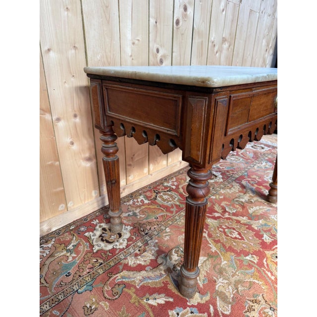 Restoration Period Butchers Block in Wood, Marble and Brass For Sale - Image 3 of 8