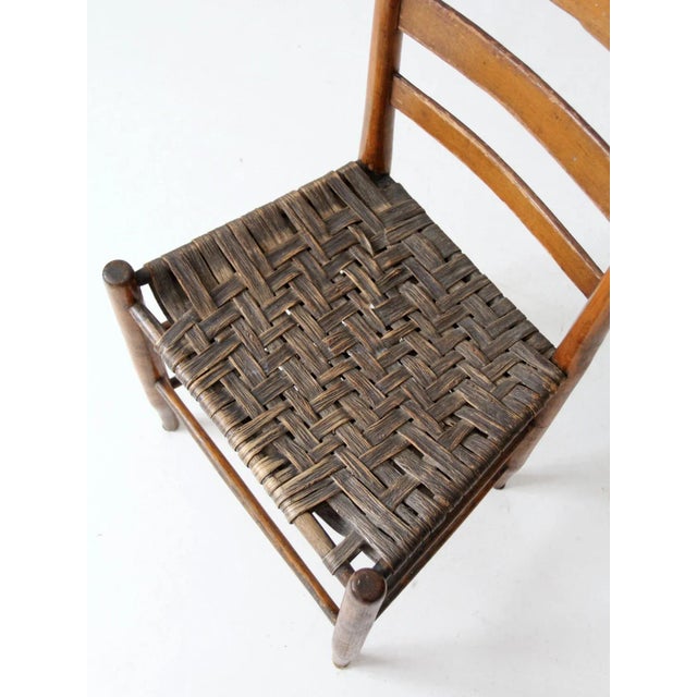 Wood Antique American Splint Weave Seat Chair For Sale - Image 7 of 9