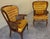 Gold Pair of Monumental 1970s Cane and Gold Velvet Horseshoe Wingback Chairs For Sale - Image 8 of 17