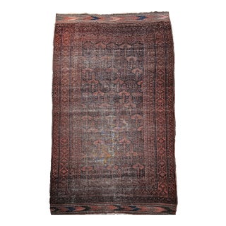 Antique Afghan Gallery Rug, Handwoven Wool, Geometric Design, 1880s For Sale
