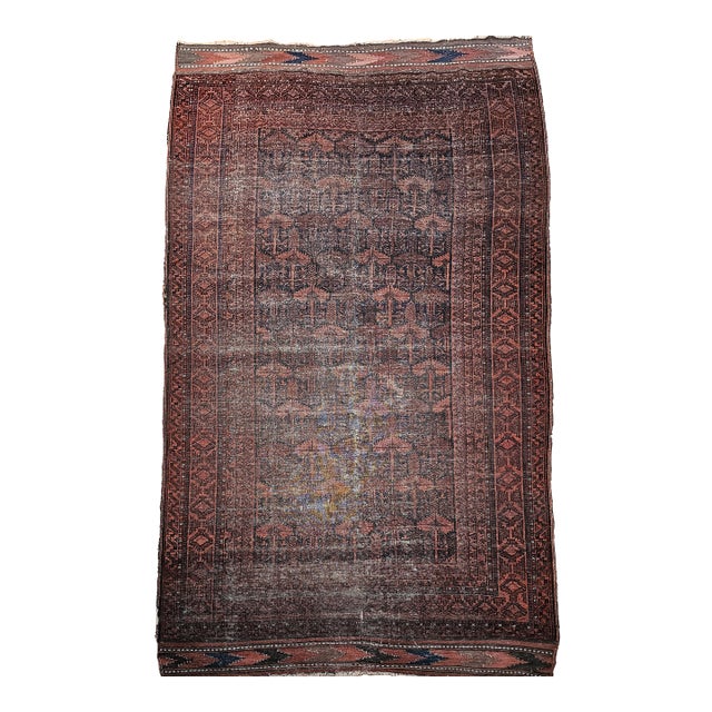 Antique Afghan Gallery Rug, Handwoven Wool, Geometric Design, 1880s For Sale