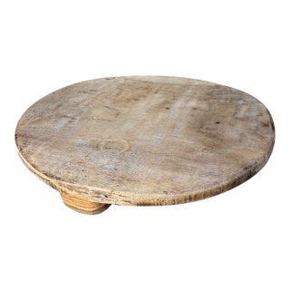 19th Century Hand-Carved Round Wooden Cutting Board For Sale