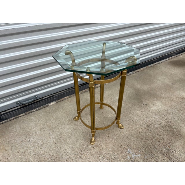 1970s 1970s Brass and Glass Side Table Attributed to La Barge For Sale - Image 5 of 11