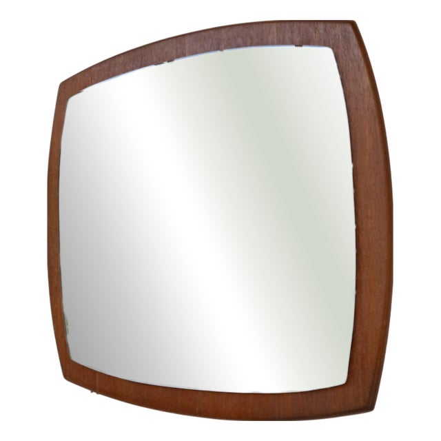 Vintage Danish Square Teak Mirror, 1960s For Sale