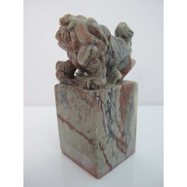 Chinese Foo Dog Carved Soapstone Chop Seal Stamp Sculpture For Sale - Image 4 of 9