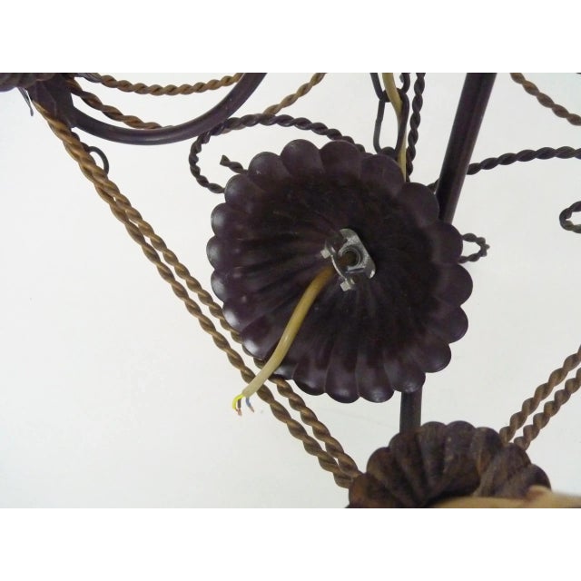 Vintage 4-Light Chandelier in Brown and Gilt Metal, 1980s For Sale - Image 9 of 10