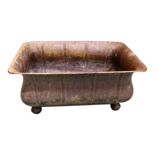 Antique Copper Hand Hammered Footed Garden Planter For Sale
