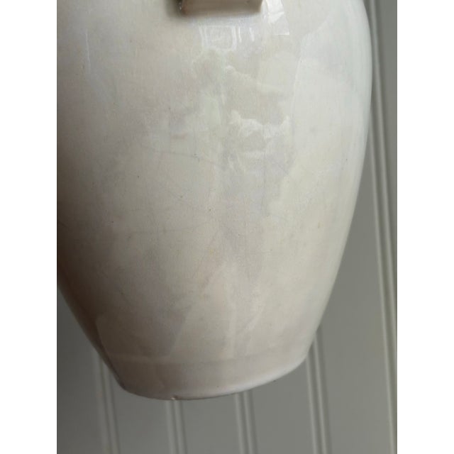 White Vintage Fulper Pottery Vase #887 3 Ribbon Handles Circa 1930s Collectible VTG For Sale - Image 8 of 12