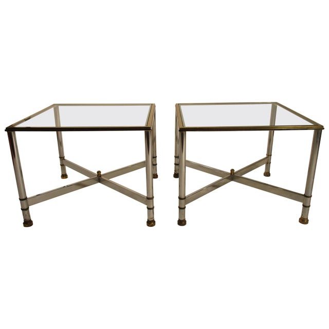 1980s Chrome and Brass Side Tables - a Pair For Sale - Image 13 of 13