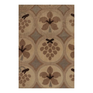 Antique Scandinavian Rya Rug With Beige-Brown Floral Medallions - Rug & Kilim For Sale