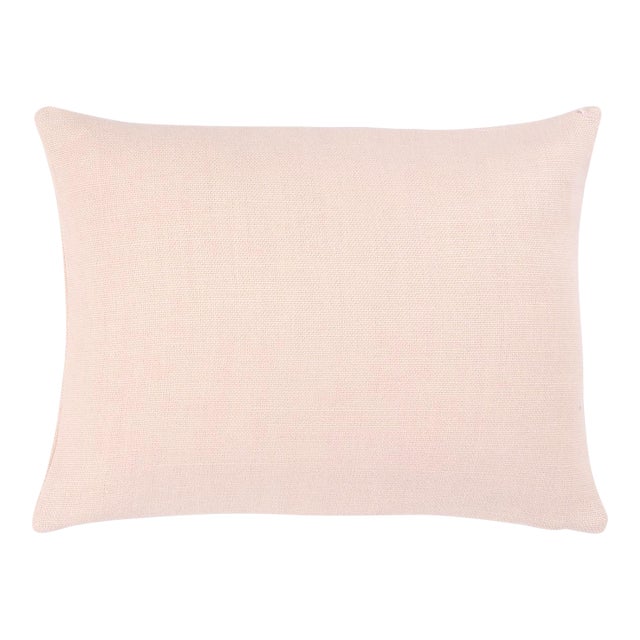 Schumacher Piet Performance Linen 18" Lumbar Pillow In Rose Quartz For Sale