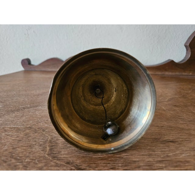 Mid 20th Century Vintage Brass Bell With Wooden Handle For Sale - Image 12 of 12