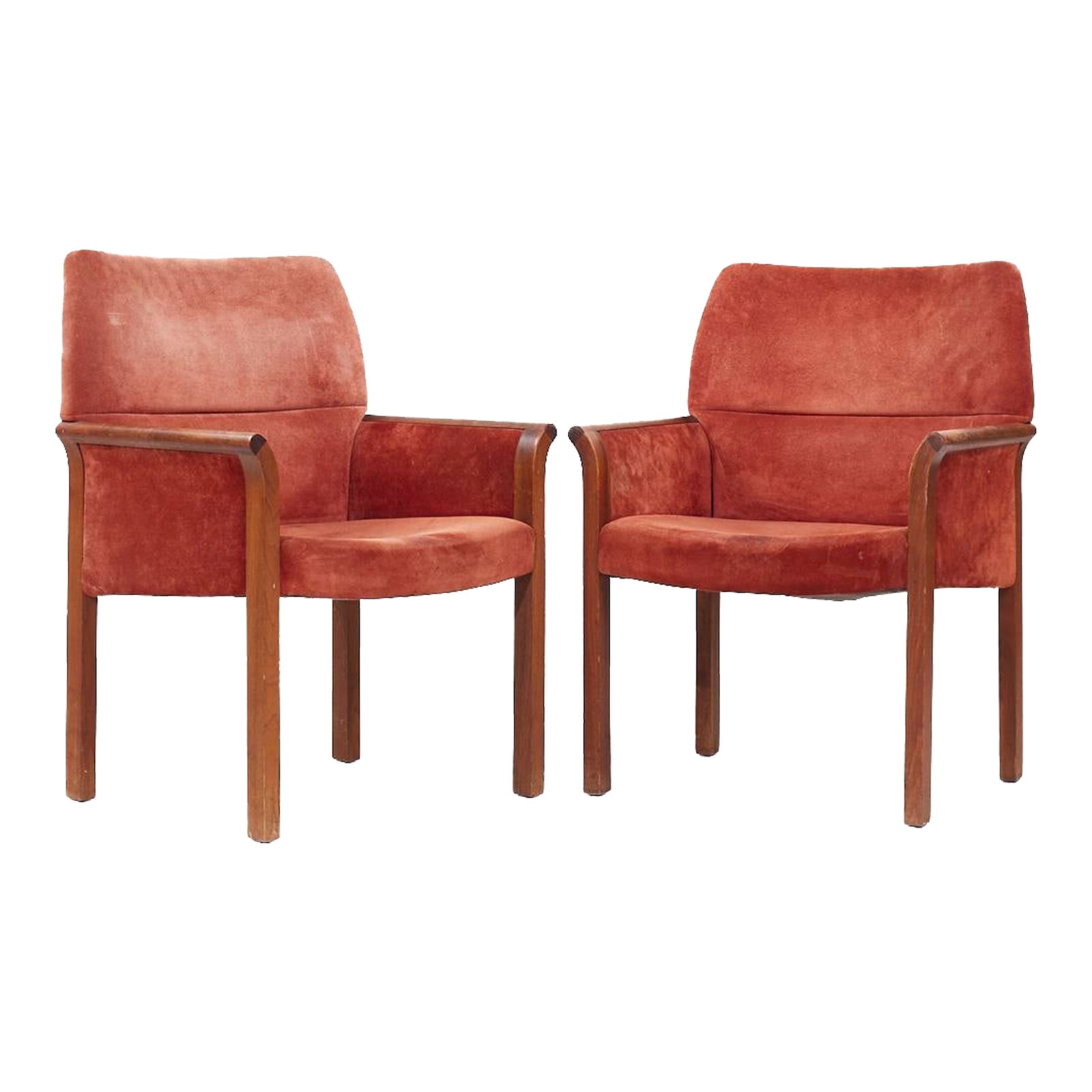 Jens Risom Mid Century Walnut Lounge Chairs - Pair | Chairish