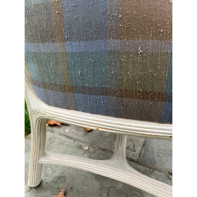 1980s 1980s Vintage Reeded Rattan Upholstered Armchair For Sale - Image 5 of 8