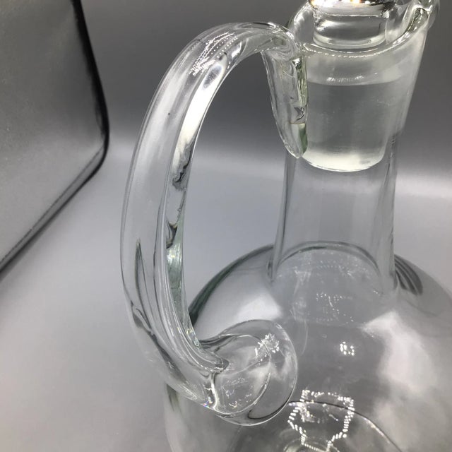 Transparent Edwardian Style Decanter With Stopper Hand Blown Romanian For Sale - Image 8 of 13