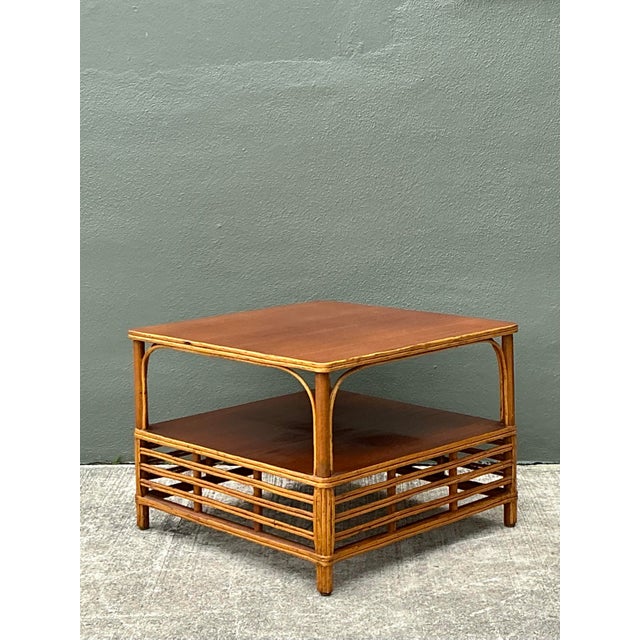 Vintage Stick Rattan Side Table For Sale - Image 12 of 12