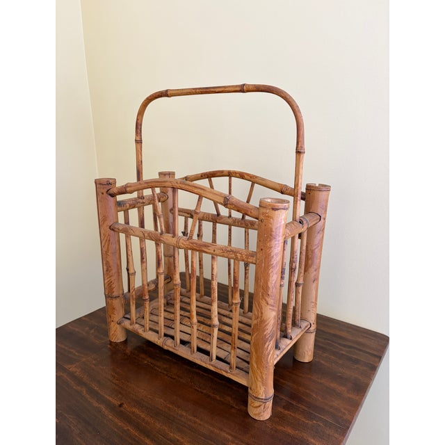 Mid-Century Modern Mid-Century Bamboo Magazine Stand in the Palm Beach Manner For Sale - Image 3 of 9