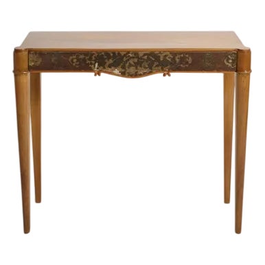Natural Wood and Lacquered Console Table, 1940s For Sale