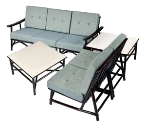 7-Piece John Wisner for Ficks Reed Far Horizons Rattan Modular Sofa Group
