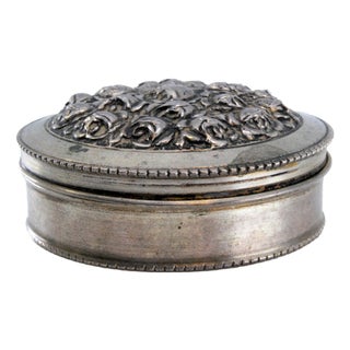 Silver Box with Rose-Shaped Relief For Sale