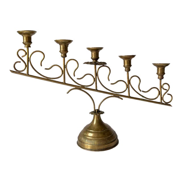 Late 19th Century Italian Brass Ecclesiastical Candelabra For Sale