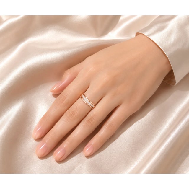 Traditional Late 20th Century 14K Pink Rose Gold Diamond Wedding Band Ring, Size 8.75 For Sale - Image 3 of 3
