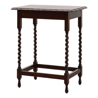 English Oak Barley Twist Side Table with Shaped Top, 1900s For Sale