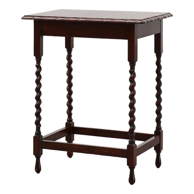English Oak Barley Twist Side Table with Shaped Top, 1900s For Sale