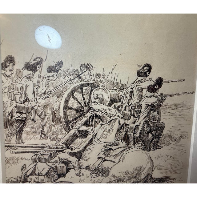 Original 19th Century Antique Henri Pille Military War Battle Pen Ink Drawing For Sale - Image 13 of 18