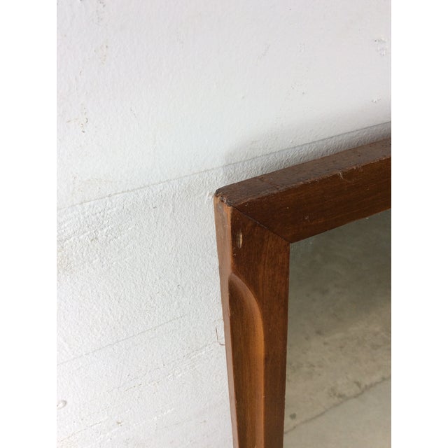 Wood Mid Century Modern Mountable Mirror With Walnut Frame For Sale - Image 7 of 16