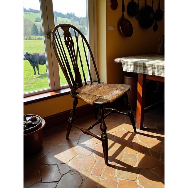 Late 19th Century Antique 19th Century Windsor Side Chair- Rush Seat For Sale - Image 5 of 11
