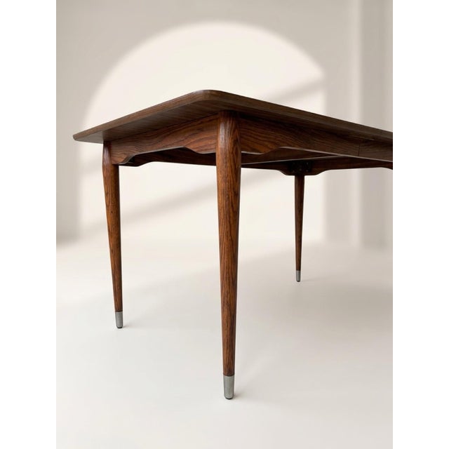 Vintage Mid-Century Modern Wood and Formica Dining Table Featuring Tapered Legs With Metal Tips. For Sale In Los Angeles - Image 6 of 11