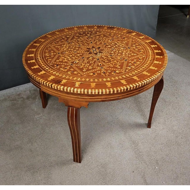 Large 20th Century Moroccan Marquetry Tea Table For Sale - Image 3 of 13
