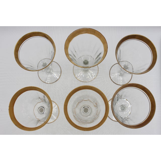 Metal Circa 1930s Set of 6 Gold Encrusted Wine Glasses For Sale - Image 7 of 7