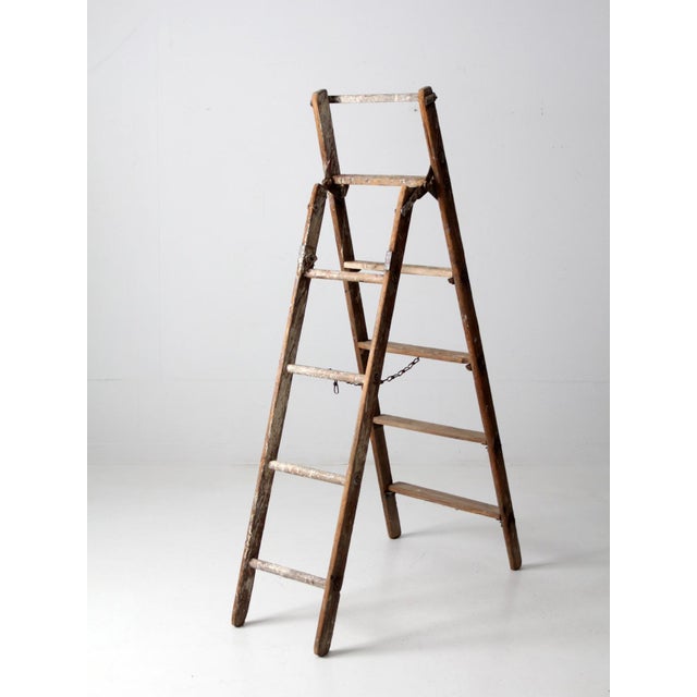 Antique Wooden Folding Ladder For Sale - Image 12 of 15