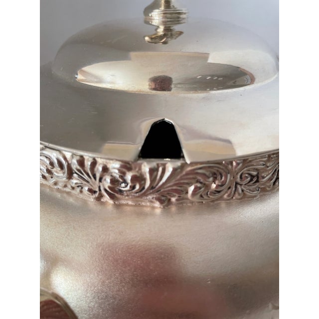 1930s Art Deco Silverplate Decorative Quadruple Soup Tureen with Lid For Sale - Image 4 of 10