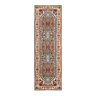 Fine Hand Knotted Gray Serapi Design Runner For Sale