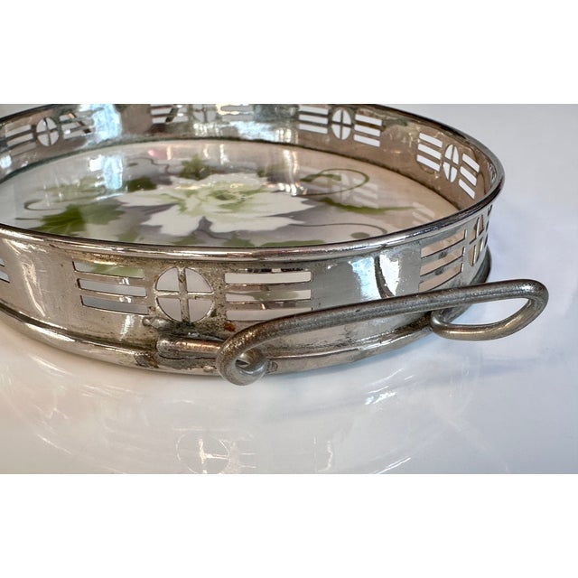 Green Antique Art Deco Serving Tray in Ceramic and Metal from BMF, Germany, 1920s For Sale - Image 8 of 18