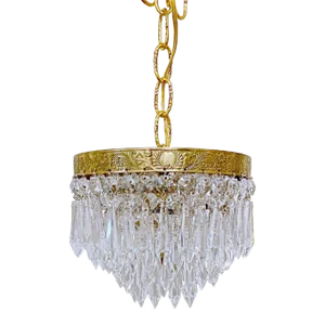 1950s Italian Brass Upside Down Layered Chandelier